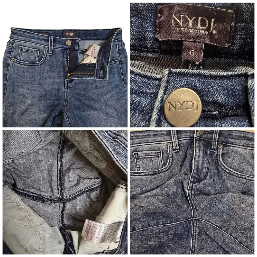 NYDJ Girlfriend Jeans Size 0 Caliente Medium Blue Wash Stretch Denim